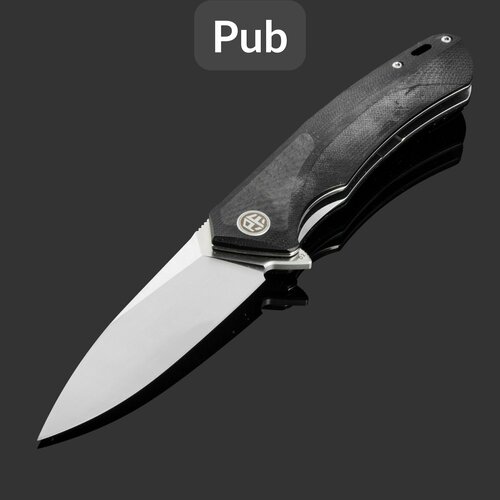 Складной нож Petrified Fish Pub PF838 PF838CS, сталь D2 Satin, рукоять Black G10/CF