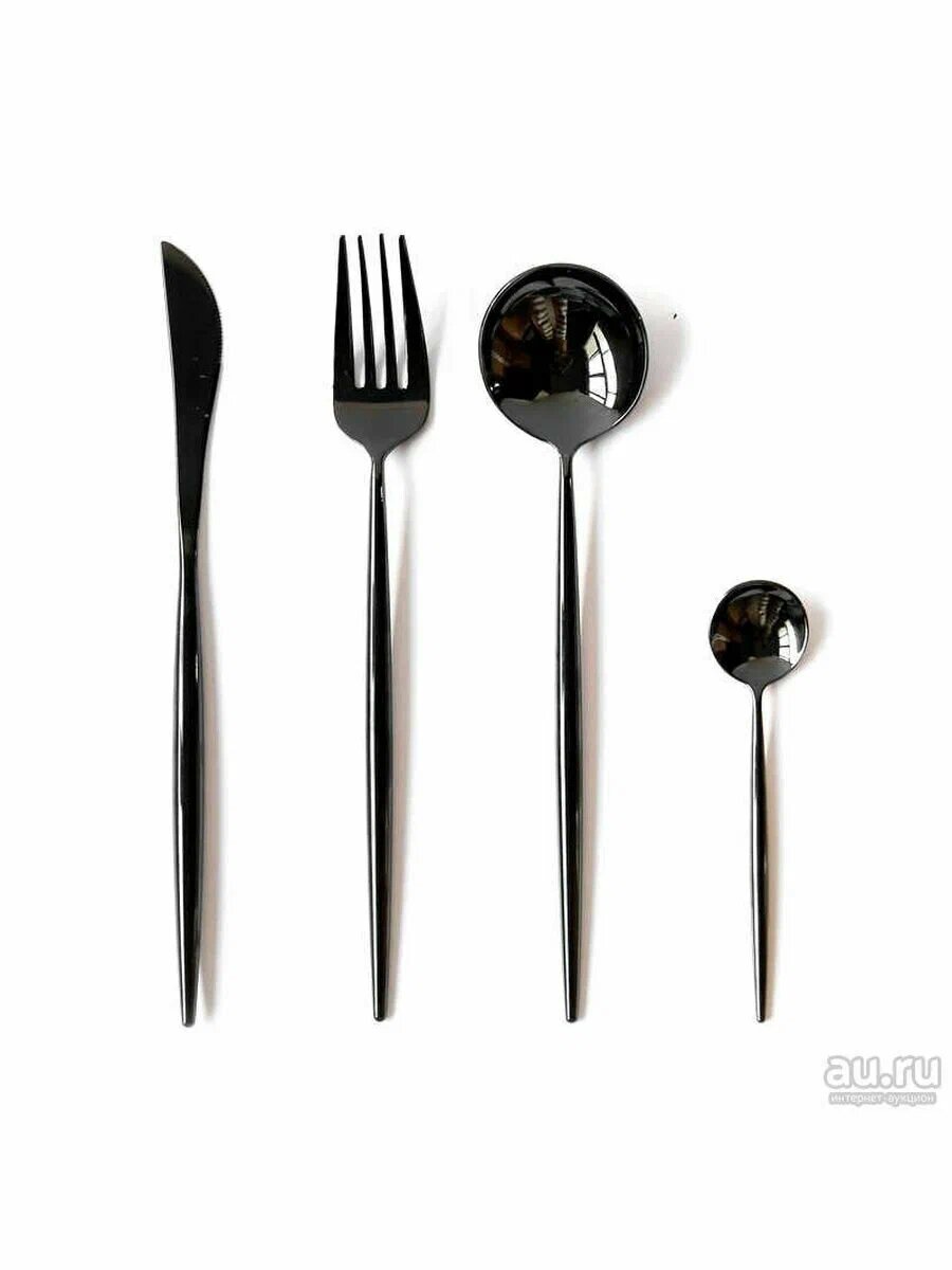 Набор столовых приборов Xiaomi Maison Maxx Stainless Steel Modern Flatware Set Black, 4 предмета