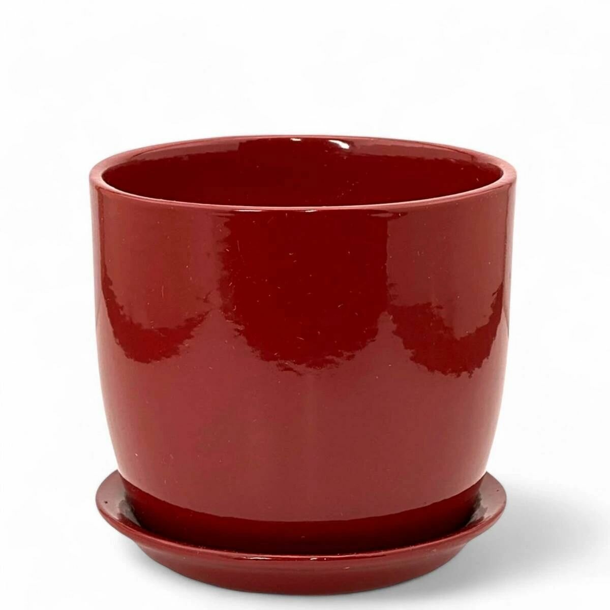 Цветочный горшок Сады Аурики  Верона  Глянец  цвет Вишневый  диаметр 11 см  высота 10 см  с поддоном