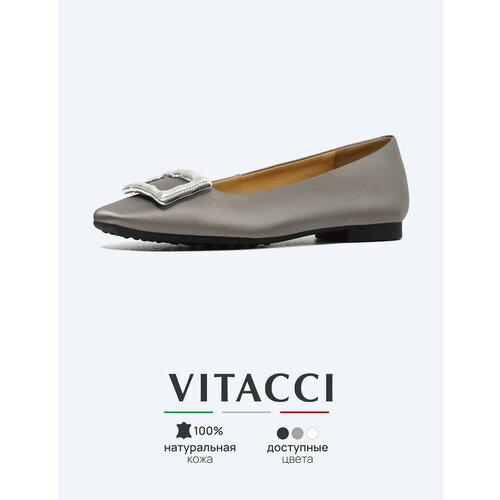 фото Балетки vitacci, размер 38, серебряный