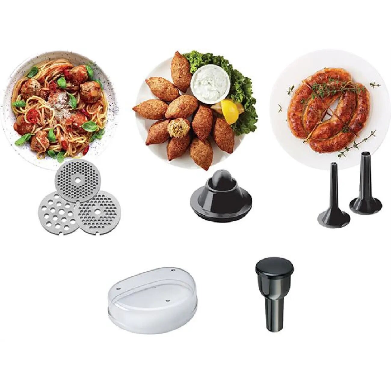 Мясорубка Kenwood MG450, с насадками для приготовления колбасок, кеббе и фарша — фото 1
