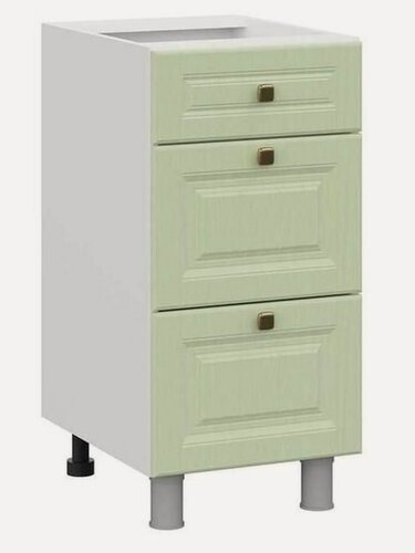 Изображение товара Кухонный модуль напольный, стол Флоренс с ящиками, 40х50.6х82.4 см, Белый / Фисташковый структурный