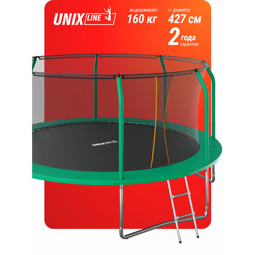 Каркасный батут Unix Line SUPREME BASIC 14 ft 427х427х269 см , зелeный
