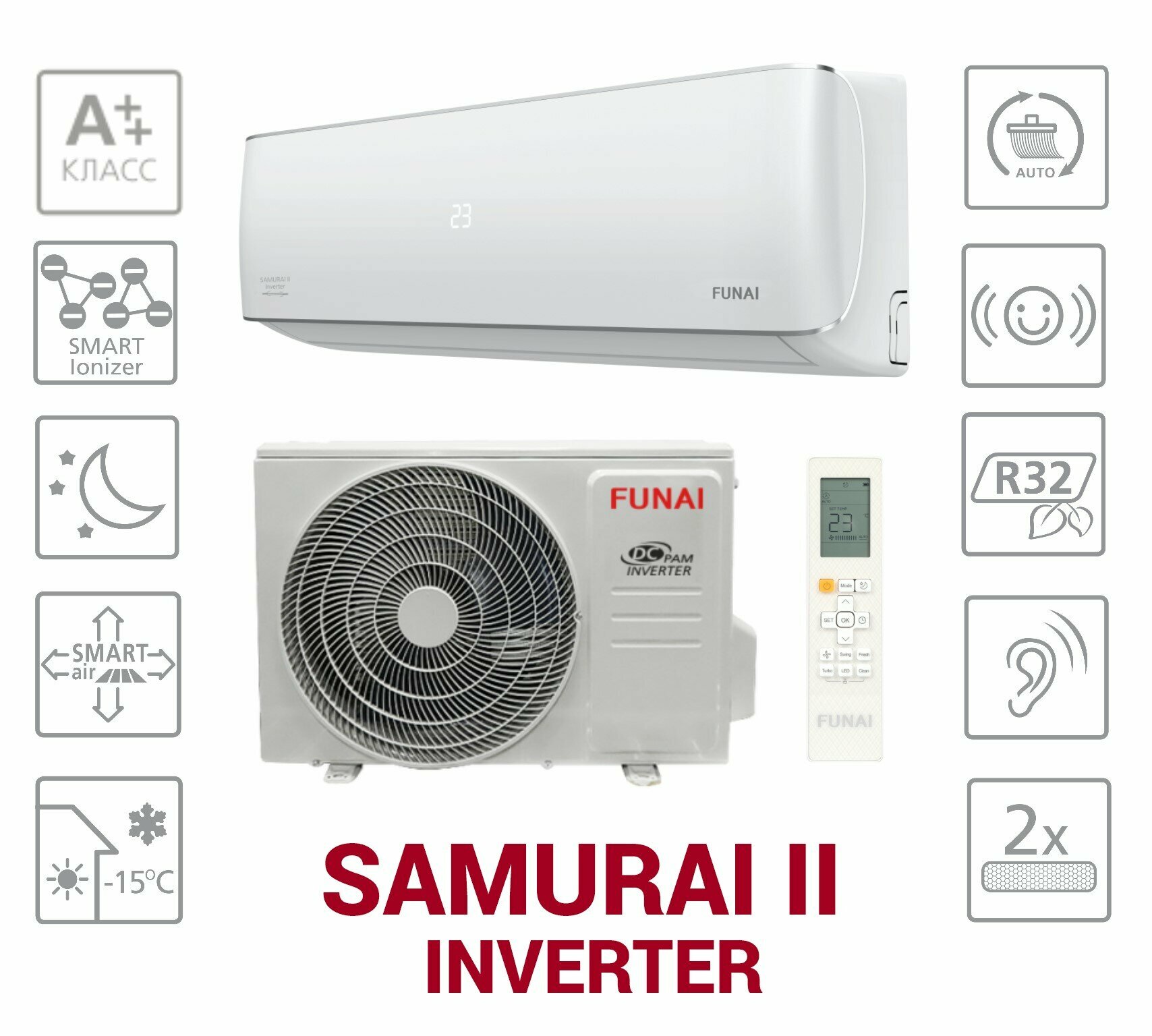 Funai RACI-SM35HP. D03 настенный кондиционер сплит-система, 35м2