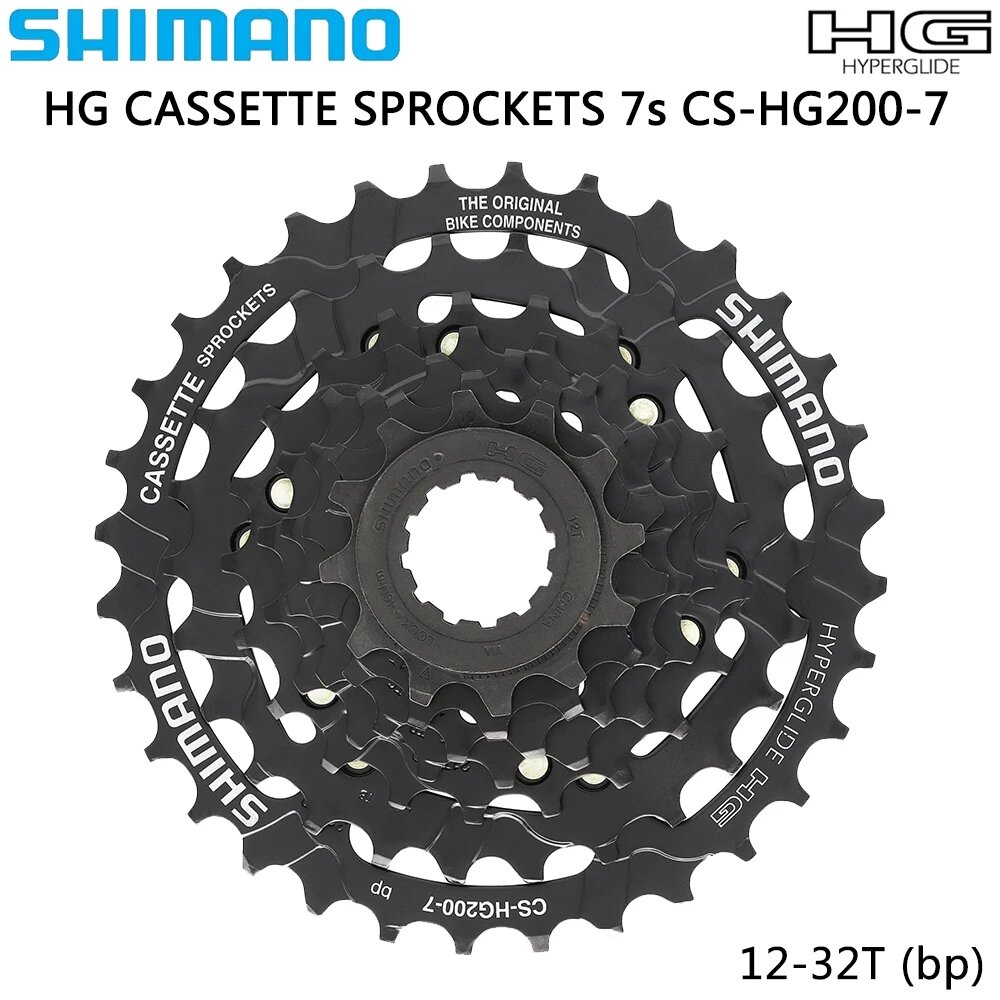 SHIMANO TOURNEY 7-скоростная кассета CS-HG200-7 12-28T 12-32T HG кассетная звездочка для горного велосипеда оригинальный велосипед с муфтой свободного хода, Черный