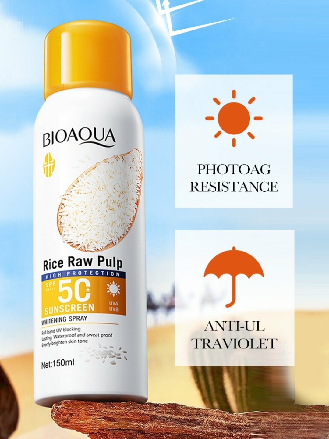 BIOAQUA Rice Raw Pulp SPF 50 Солнцезащитный спрей