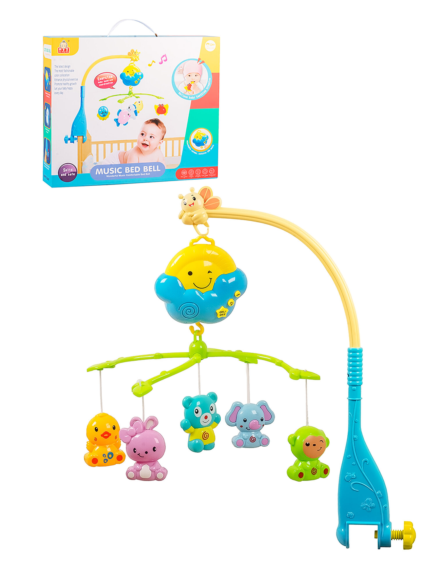 Мобиль на кроватку для новорожденных Солнышко TONG DE 618, музыкальная