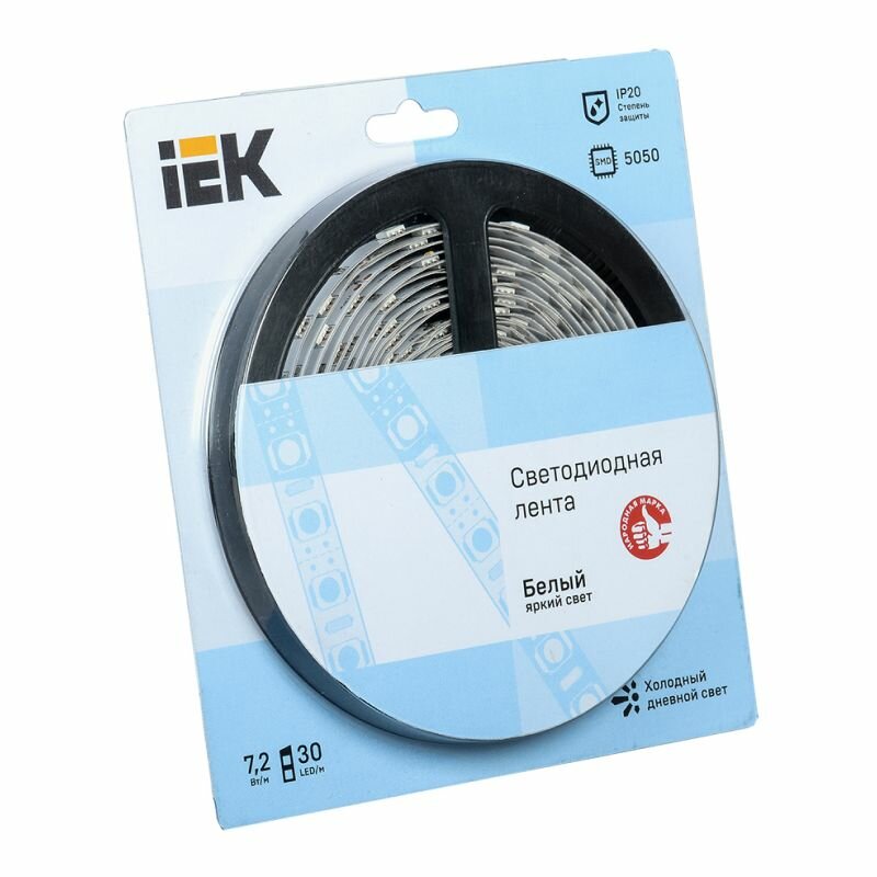 Лента светодиодная 5м блистер LSR 5050W30 7 2 IP20 12V IEK