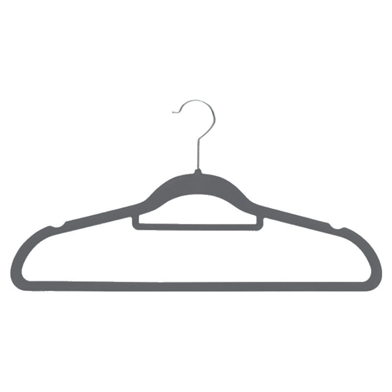 Набор вешалок пластиковых с резиновым покрытием с секцией для аксессуаров цвет серый 5 шт