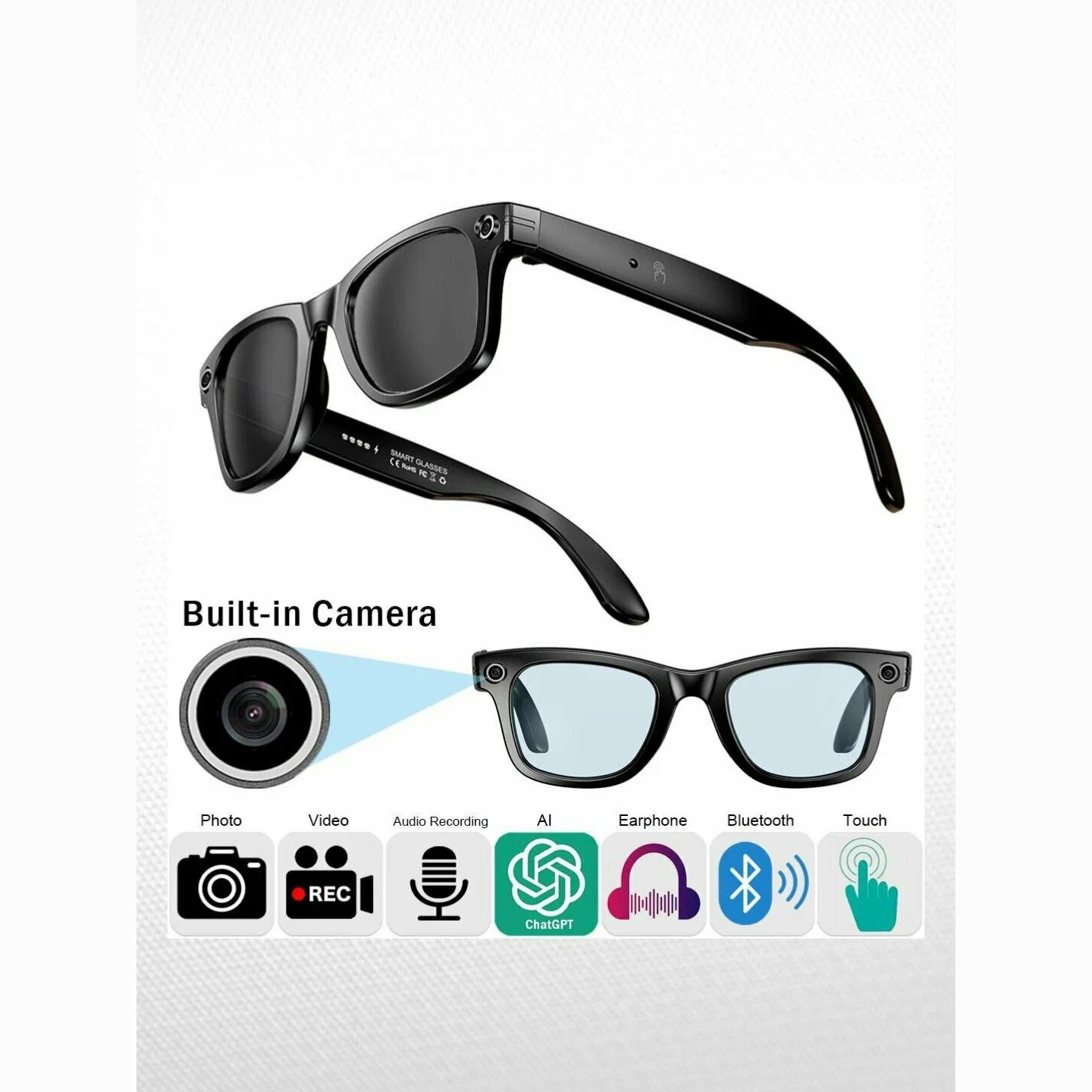 AI SMART GLASSES AIMB-G1 — Умные очки с камерой и наушниками