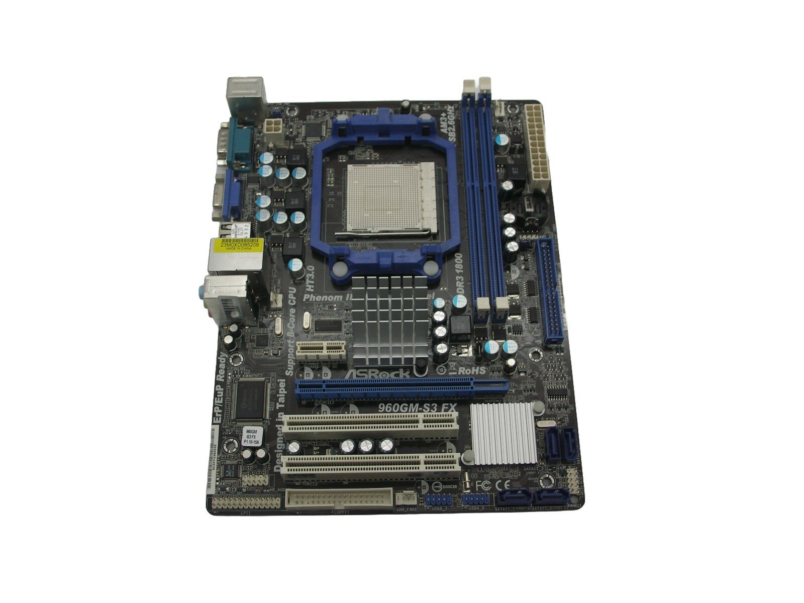 Материнская плата S-AM3+ ASRock 960GM-S3 FX REV. G/A 1.03 (AMD760G/SVGA/2xDDR3/SATA/Sb/Lan/mATX)