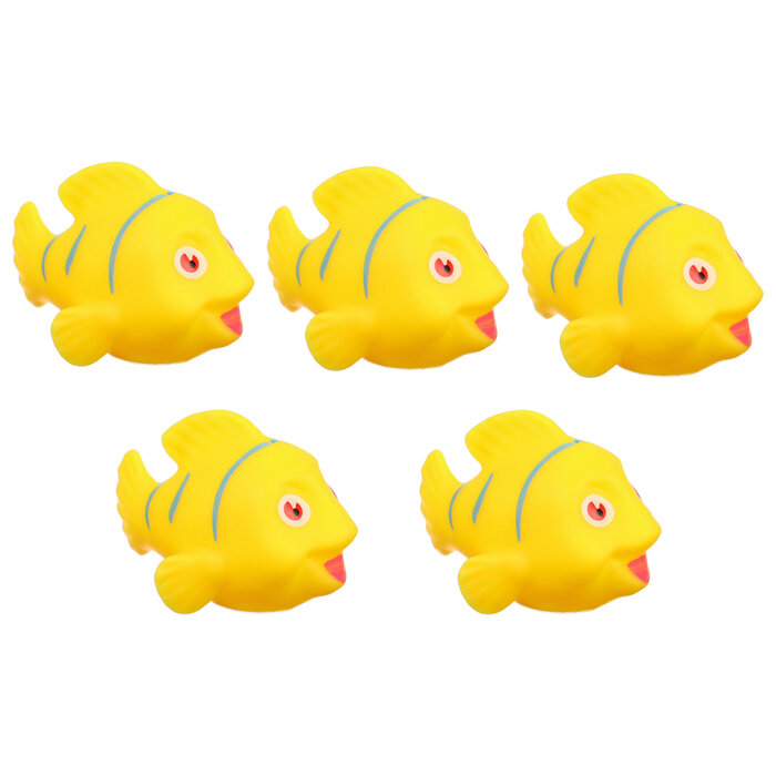 Крошка Я Набор резиновых игрушек для ванны «Желтые рыбки», с пищалкой, 5 шт, Крошка Я