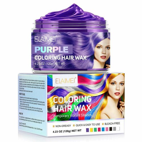 Смываемая фиолетовая краска воск временная для волос, бороды для взрослых и детей