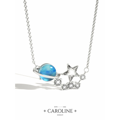 фото Колье caroline jewelry, лунный камень, длина 46 см., серебряный