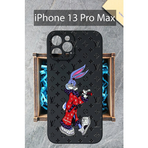 Силиконовый чехол Заяц ЛВ для iPhone 13 Pro Max / Айфон 13 Про Макс силиконовый чехол клубника для iphone 13 pro max айфон 13 про макс