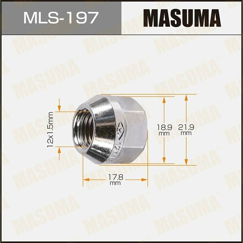 Гайка колеса M 12 х 1,5 конус с юбкой открытая под ключ 23 MASUMA MLS197 (10 шт)