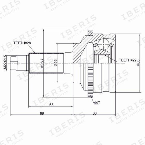 Iberis шрус наружный ib6091 (oem gd212550x)
