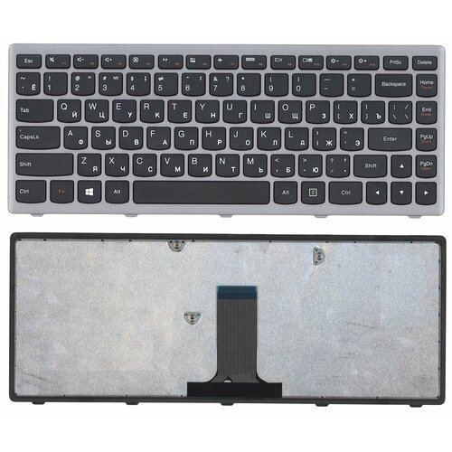 аккумулятор для ноутбука lenovo g400s g405s g410s и др lo400sl7 14 4 b 2200 мач Клавиатура для ноутбука Lenovo Flex 14 G400s черная с серой рамкой