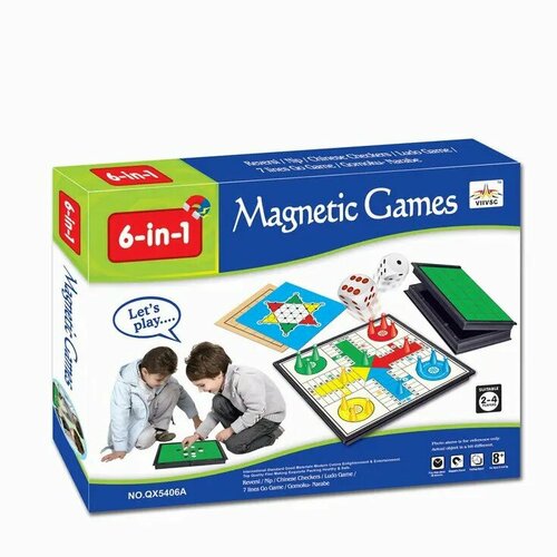 настольные игры magneticus магнитные настольные игры 4 в 1 с 6 лет Набор игр 6 в 1 / игры настольные, магнитные