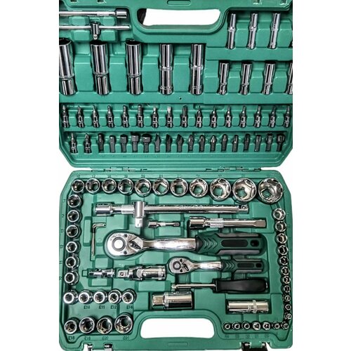 Набор инструментов CRV 108 предметов. автомобильный слесарных, ключи и головки, автоинструмент в чемодане, в кейсе