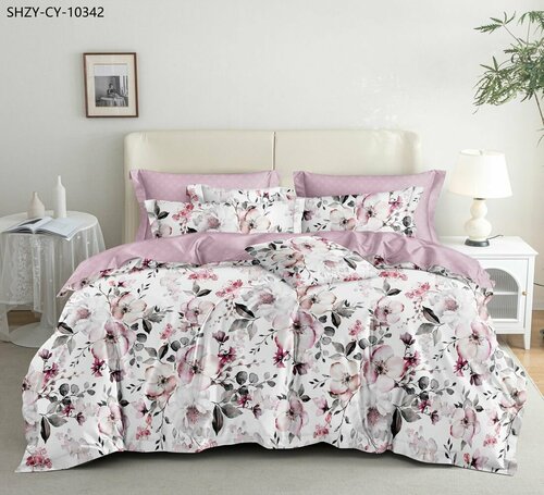 Комплект постельного белья, Коллекция Сатин Розовые цветы