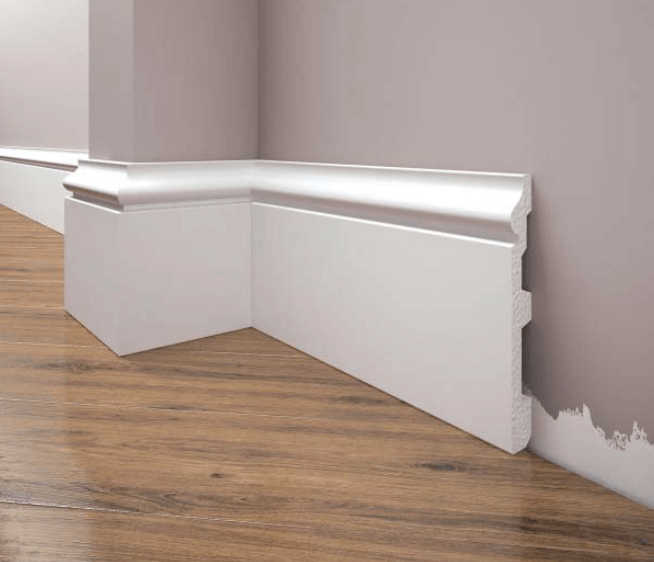 фото Плинтус Cezar напольный 15х160 мм высокий белый под покраску LPC 22 1 метр