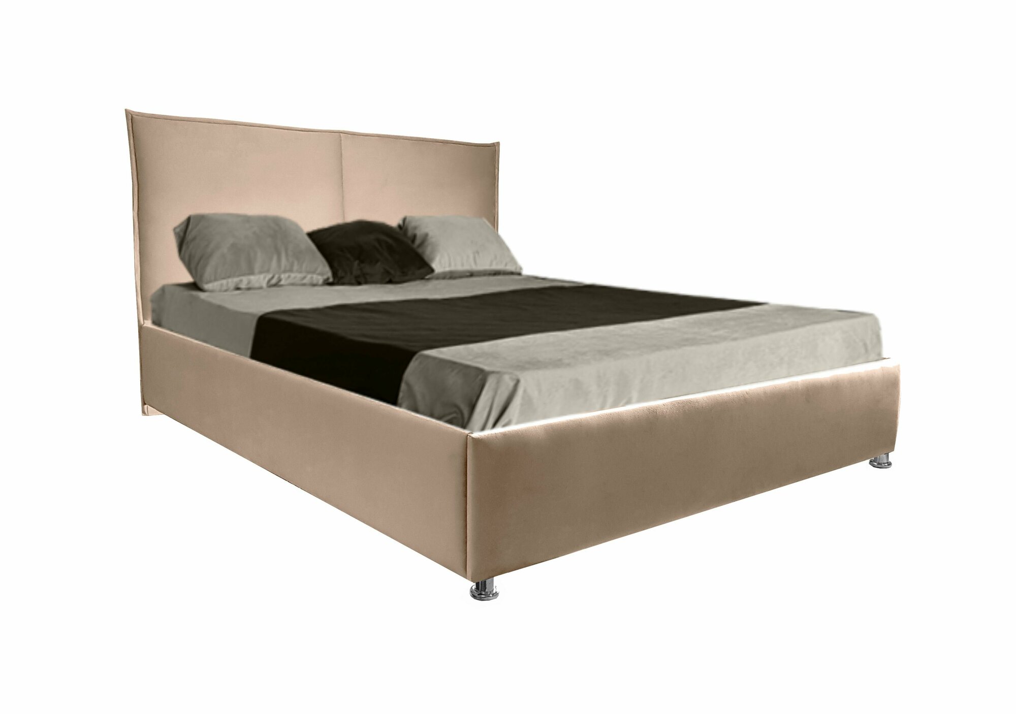 Односпальная кровать Элен 90x200 основание металлическое с ламелями велюр бежевый без ножек