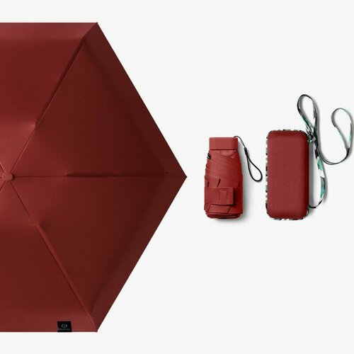 Мини-зонт механика, 5 сложений, купол 90 см, 6 спиц, чехол в комплекте, для женщин, бордовый