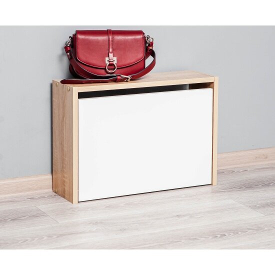 фото Обувница LETTA Ultra вертикальная 1 секция Дуб сонома/Белое тиснение