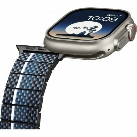 Ремешок для Apple Watch / Карбоновый браслет Pitaka для Apple Series 9-1, SE и Ultra 2 / Ultra (38-49мм) Moon / Синий