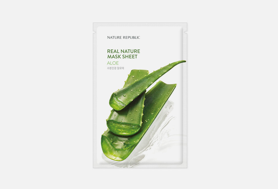 Тканевая маска для лица с экстрактом алоэ вера Nature Republic Real Nature Mask Sheet Aloe / количество 1 шт