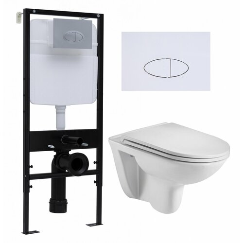 Комплект 3 в 1 инсталляция Logan H1067-1170 297674 + Подвесной унитаз WeltWasser Baarbach 004 GL-WT + кнопка белая