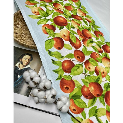 фото Ткань вафельная для полотенец яблочки / 6 п. м. / ширина 50 см / 175 г/м2 евросервис