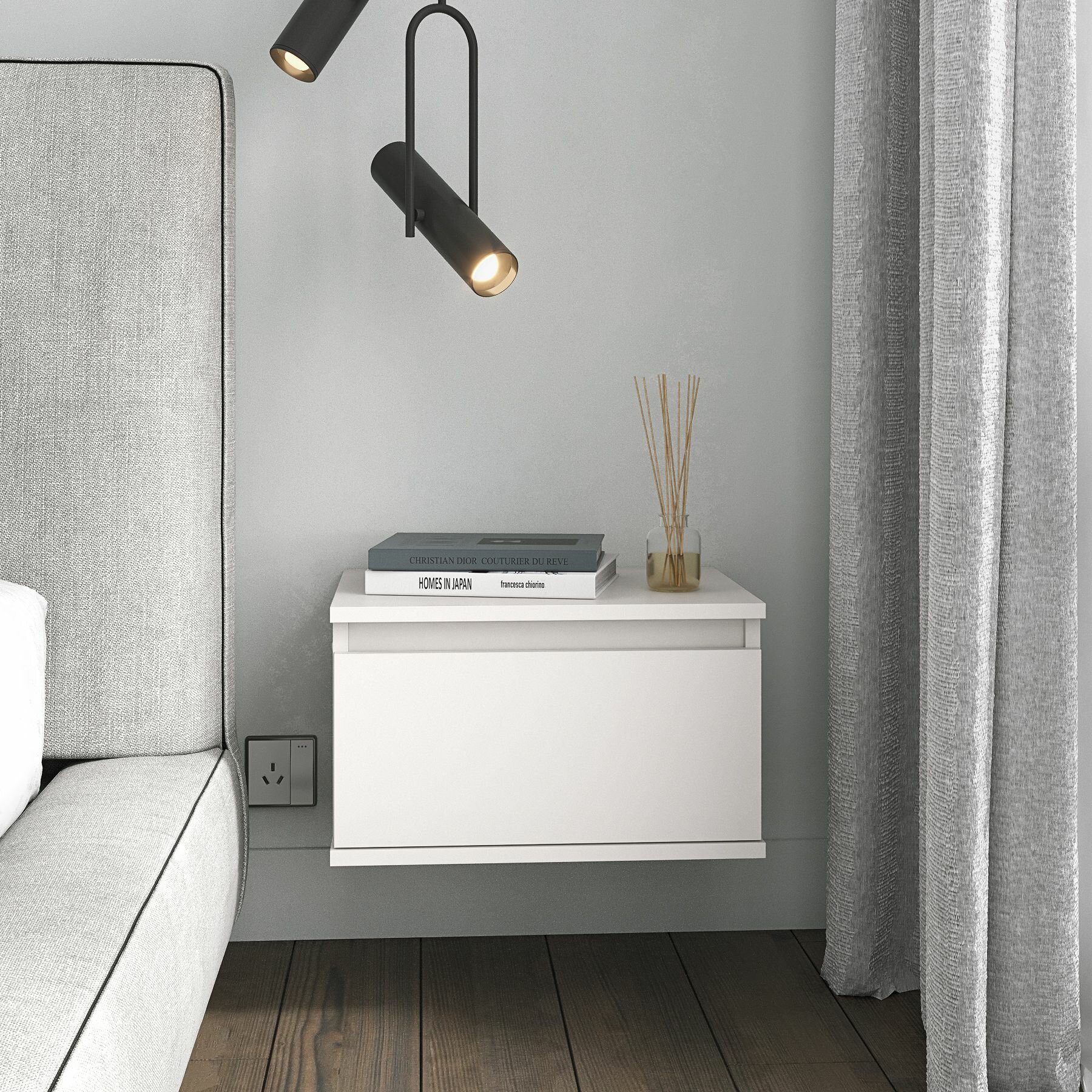 фото Тумба навесная прикроватная 450 Белая