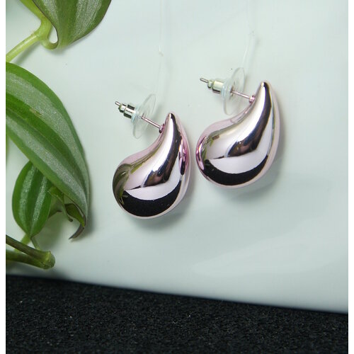 Серьги пусеты  Серьги капельки 25мм, размер 25 мм, розовый