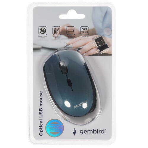 Gembird MUSW-354-B {Мышь беспроводная, синий, бесш.клик, soft touch, 3кн.+колесо-кнопка, 2400DPI, 2,4ГГц} - фото №16
