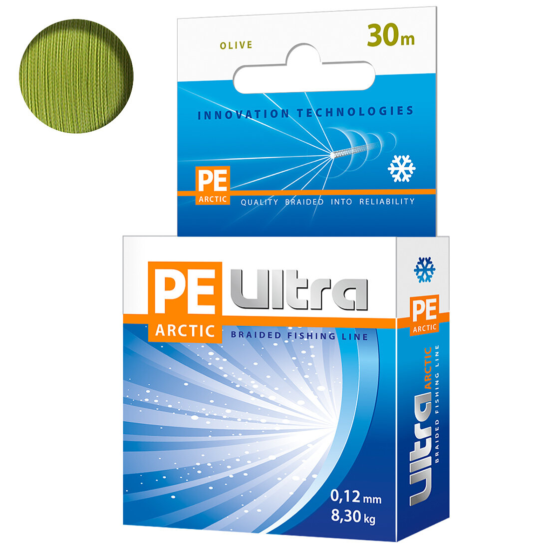Плетеный шнур для рыбалки AQUA PE ULTRA ARCTIC 0,12mm 30m