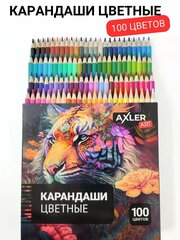 Карандаши цветные AXLER Art для рисования скетчинга и школы, мягкие художественные, большой набор 100 шт для профессиональных художников и новичков