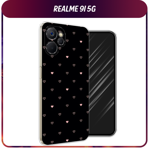 силиконовый чехол на realme 9i 5g 10t 5g реалми 9i 5g 10t 5g расплывчатые смайлики розовые Силиконовый чехол на Realme 9i 5G/10T 5G / Реалми 9i 5G/10T 5G Чехол с сердечками