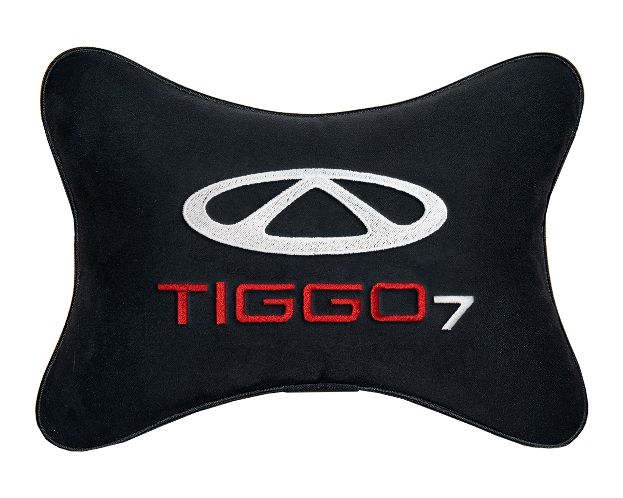 Подушка на подголовник алькантара Black с логотипом автомобиля CHERY Tiggo 7
