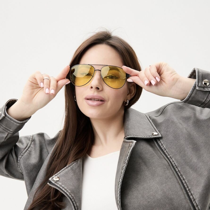 фото Солнцезащитные антибликовые очки для водителя антифары в круглои оправе с антибликовым покрытием для безопасного дневного и ночного вождения автомобиля