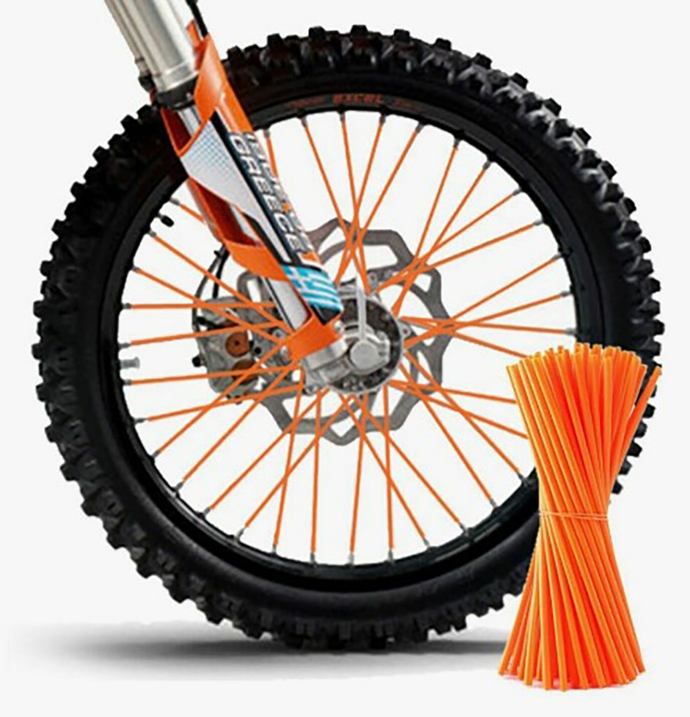 Накладки на спицы мотоциклов питбайков и велосипеда оранжевый