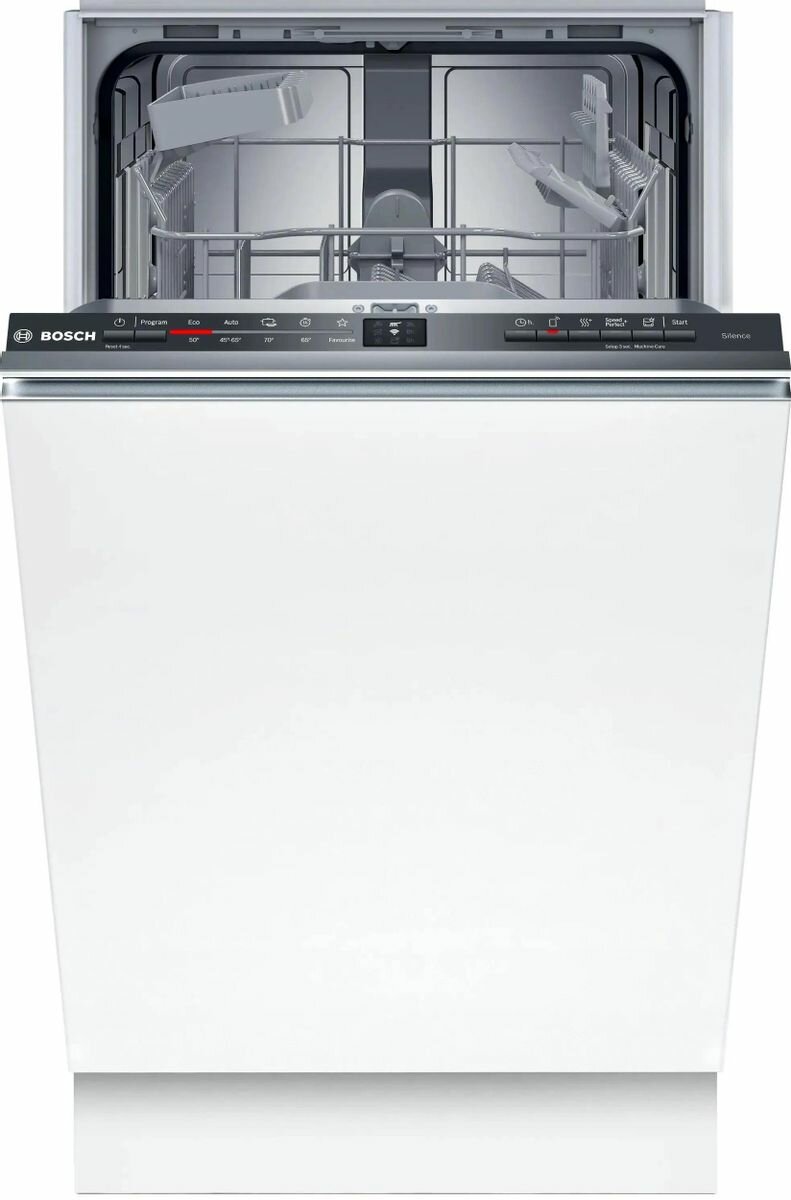 Встраиваемая посудомоечная машина Bosch SPV2HKX42E, узкая, ширина 44.8см, полновстраиваемая, загрузка 10 комплектов
