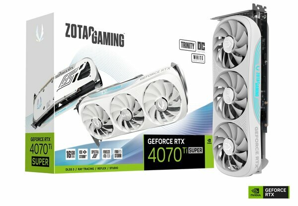 Видеокарта ZOTAC (ZT-D40730Q-10P) GeForce RTX 4070 Ti SUPER 16GB TRINITY OC WHITE ED