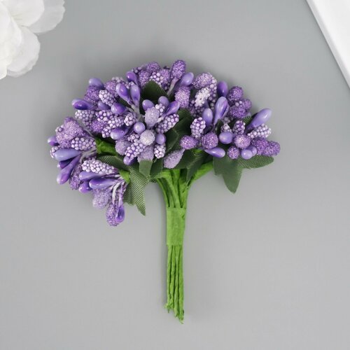 Букет декоративный Ягодки 12 шт упак длина 95 см цв сиреневый 324₽