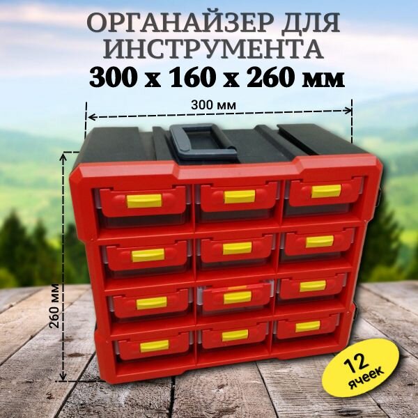 Органайзер для инструментов и метизов 12 ячеек 300х260х160 мм