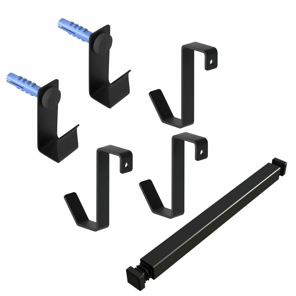 фото Рейлинг кухонный для принадлежностей, держатель подвесной 600 мм. Черный муар