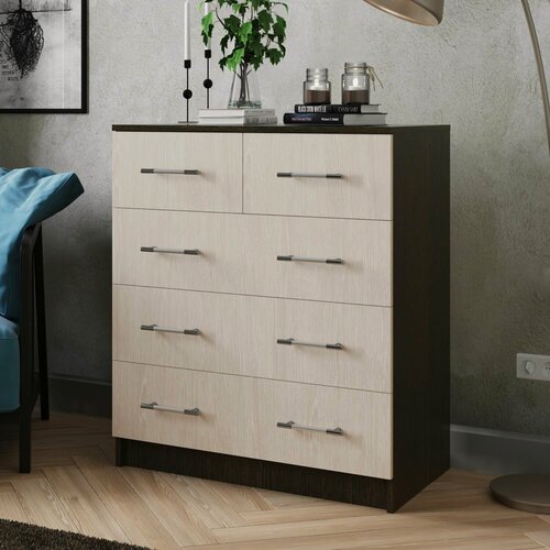 Изображение товара Комод Классика 5 ящиков 800х800, Венге/Дуб молочный