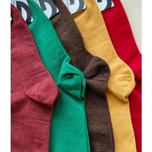Носки , 5 пар, размер 41-47, красный, коричневый, зеленый, бордовый, горчичный