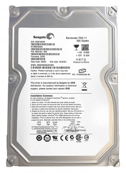 Жесткий диск Seagate ST3500320AS 500Gb SATAII 3,5" HDD